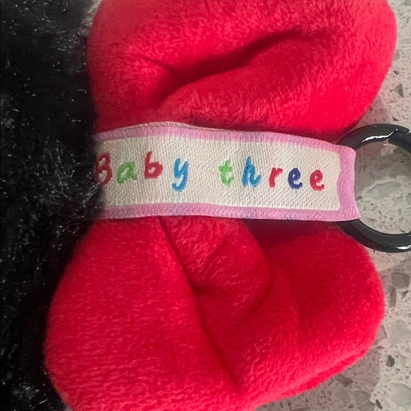 Adorable Baby Three Plush Doll with Red Bow - Picture 2 of 3